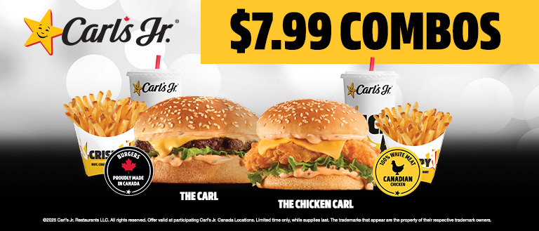 $7.99 for The Carl or The Chicken Carl combos