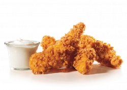 three piece chicken tenders with sauce