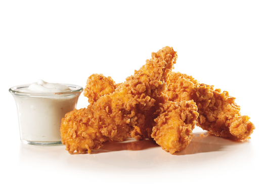 three piece chicken tenders with sauce