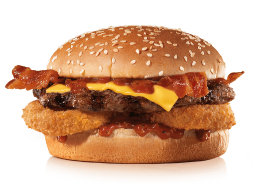 western cheese bacon onion rings burger